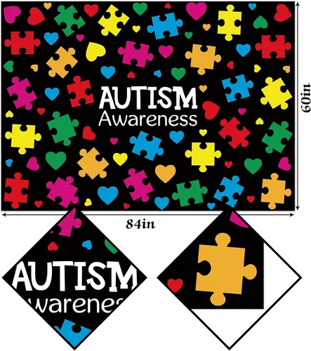 Vista 3 de Hafangry Mantel de conciencia sobre el autismo, pieza de rompecabezas, soporte inspirador de corazón, decoración de abril, decoración rústica