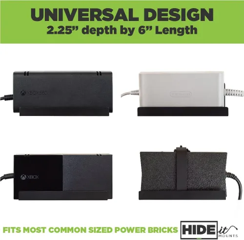 Vista 5 de hideit Power ladrillo MountSoporte de pared universal para fuentes de alimentaciónfabricado en los Estados Unidos