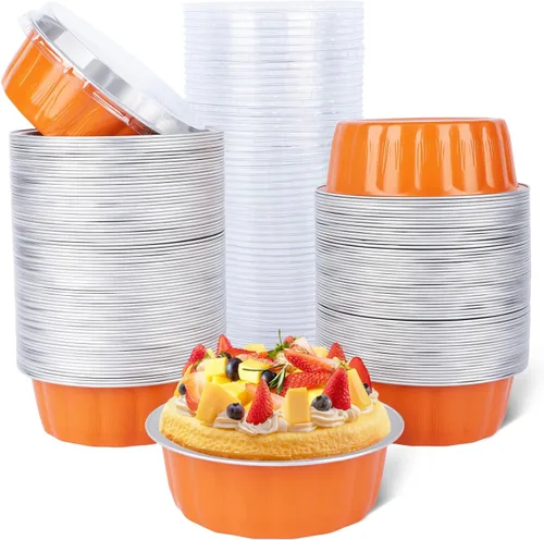 Vista 38 de Beasea Disposable Ramekins with Lids, 50 Pack 8oz 235ml Aluminum Foil Baking Cups with Lids, Aluminum Creme Brulee Ramekins Muffin Cupcake Pudding