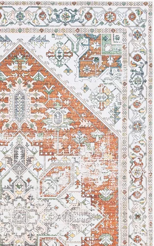 Vista 5 de SAFAVIEH Alfombra lavable Arizona Collection – 3 x 5 pies, marfil y al óxido, antideslizante y fácil de limpiar, ideal para sala de estar, entrada