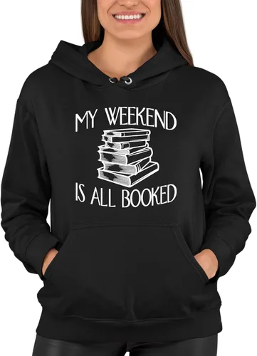 Vista 2 de Go All Out My Weekend Is All Booked Funny Book Reading Lover - Sudadera con capucha para hombre y mujer Negro