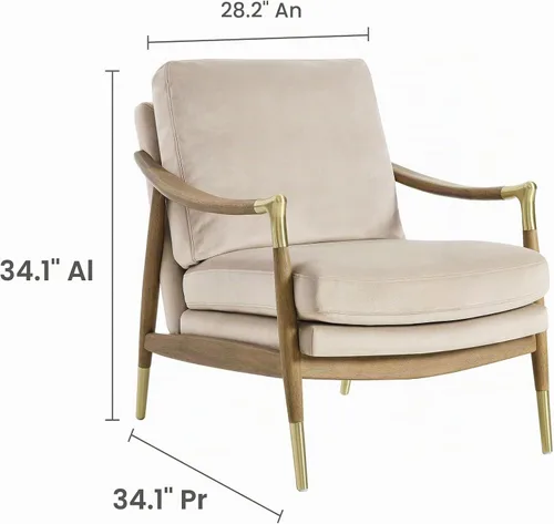 Vista 3 de Modway Langford - Sillón de terciopelo resistente a las manchas, silla de terciopelo moderna de mediados de siglo con marco de madera, silla