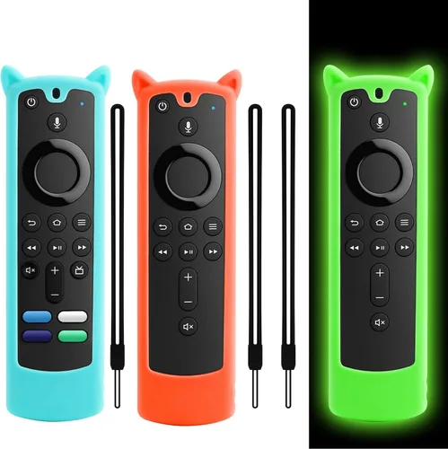 Vista 12 de Paquete de 2 fundas protectoras para control remoto, funda de silicona para control remoto que brilla en la oscuridad con cordón