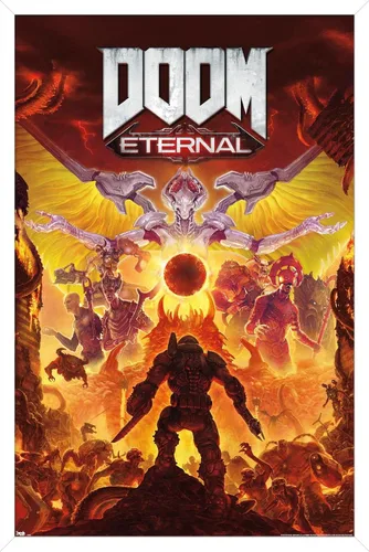 Vista 16 de Trends International Doom Eternal Maykr - Póster de pared, 22.4 pulgadas de largo x 14.7 pulgadas, versión enmarcada en madera de granero