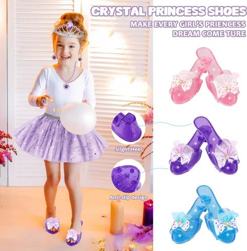 Vista 3 de LJZJ Princess Dress Up Toys & Jewelry Boutique, Girls Role Play Gift for 3+ Year Old Girl Toddler B-Day Party Favors