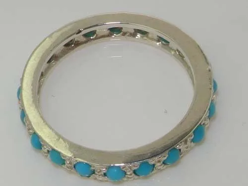 Vista 5 de Anillo de eternidad para mujer de plata de ley 925 auténtica turquesa auténtica