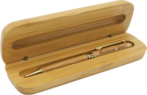 Vista 4 de Bolígrafo personalizado de My Personal Memories grabado con estuche personalizado - Juego de bolígrafos de madera para abogados, médicos, maestros