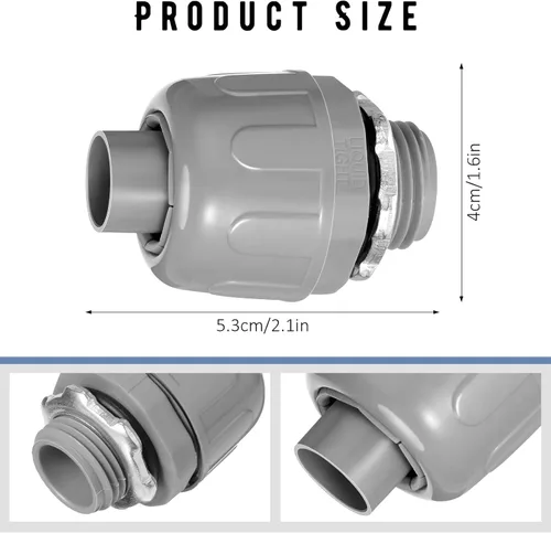 Vista 2 de Conector hermético de líquido de 1/2 pulgada, accesorios de conducto eléctrico de PVC, conector de conducto flexible de 180 grados para el hogar