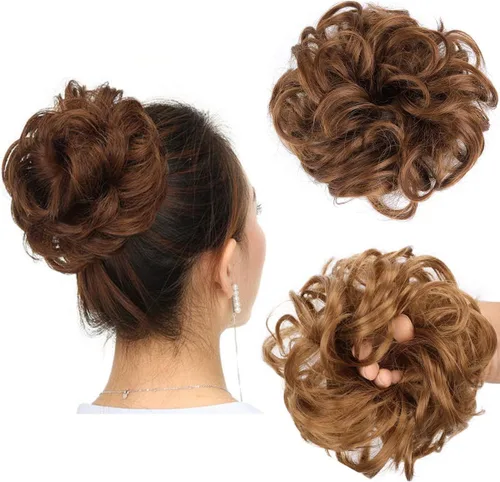Vista 15 de Cabello sintético despeinado, grueso, extensiones para coleta, cabello recogido