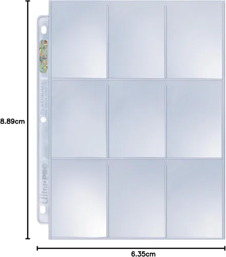 Vista 12 de Ultra Pro hojas de nueve bolsillos para tarjetas de colección - serie platinum (100 páginas)
