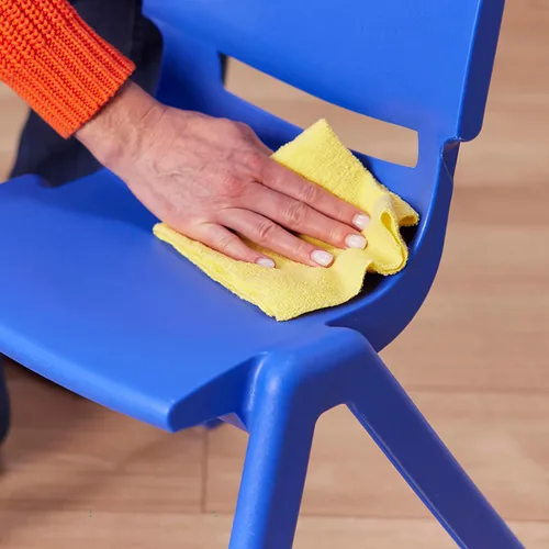Vista 12 de ECR4Kids Silla Escolar Apilable de 12 Pulgadas de Plástico, Muebles para Aula, Azul, Paquete de 4