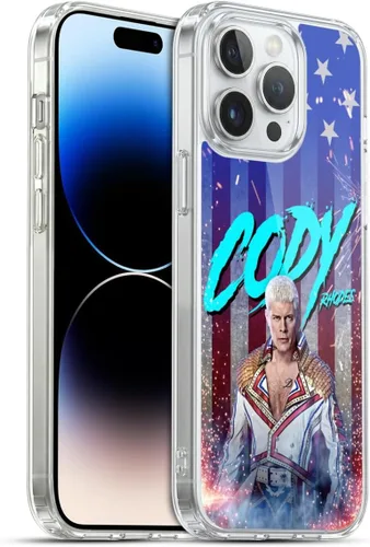 Vista 31 de Head Case Designs Funda de gel suave con licencia oficial de la WWE American Nightmare Flag Cody Rhodes Graphics compatible con Apple iPhone 7