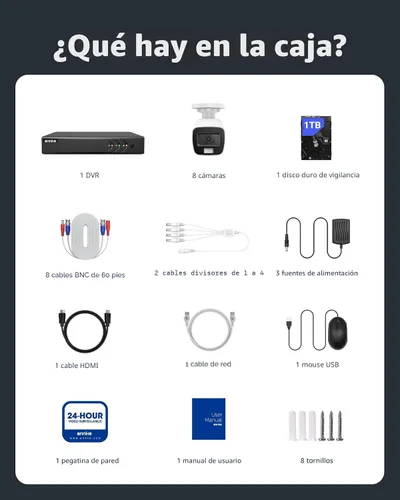 Vista 8 de Sistema de cámara de seguridad con cable para el hogar ANNKE con audio, DVR AI H.265+ de 8 canales 3K Lite con disco duro de 1 TB y 8 cámaras IP67