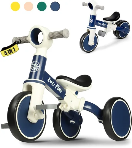 Vista 10 de LOL-FUN Bicicleta de equilibrio 4 en 1 para niños de 1 a 4 años, niños y niñas, bicicleta de 3 ruedas para niños de 1 año, triciclo para niños