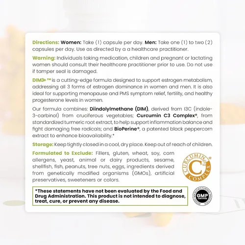 Vista 3 de Pure Therapro Rx DIM 3+ 60 cápsulas veganas - Suministro de 2 meses DIM, curcumina y bioperina, apoya el metabolismo saludable del estrógeno