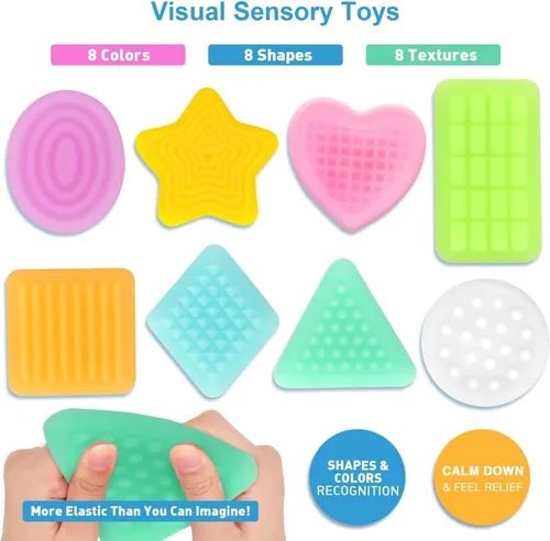 Vista 2 de Juguetes sensoriales esponjosos para niños: Juguetes sensoriales para calmar la calma para niños autistas, niños pequeños con necesidades