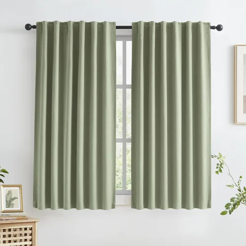 Vista 94 de KEQIAOSUOCAI - Cortinas opacas naturales de 108 pulgadas de largo, cortinas modernas con pestaña trasera, paneles plisados para sistema de cortina