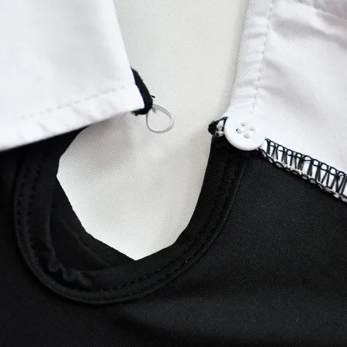 Vista 5 de ODOLDI Vestido de fiesta de skater de corte negro para niñas