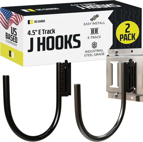 Vista 13 de DC Cargo - Ganchos J de pista E (5,08 cm - Paquete de 4) - Accesorios verticales de pista E - Ganchos para colgar para su sistema de riel de pista E