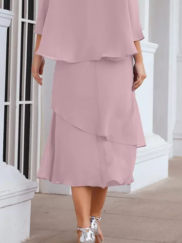Vista 5 de Numbersea Vestidos formales de baile de graduación, de gasa, acampanados, para madre de la novia, tallas grandes para mujeres con chaqueta