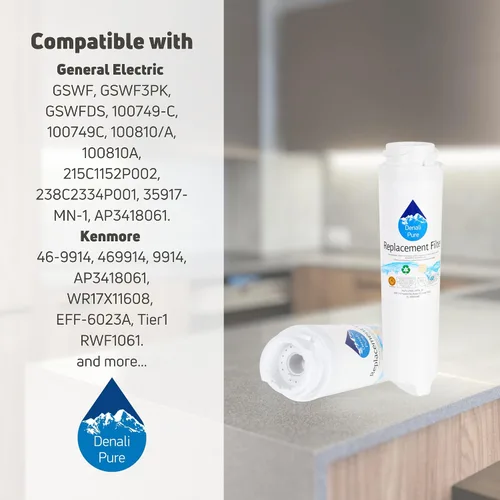 Vista 9 de Paquete de 3 filtros de agua de repuesto GSWF para refrigerador GE, General Electric, Kenmore – Compatible con GE GSWF, Kenmore 9914, GE