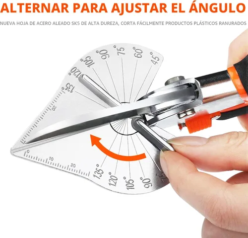 Vista 6 de GARTOL Tijeras de Inglete - Tijeras Multifuncionales de Canalización para Corte Angular de Molduras y Acabados, Ajustables de 45 a 135 Grados
