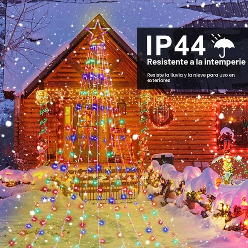 Vista 2 de Luces de estrella para decoración de Navidad al aire libre, 320 LED, 16.4 pies, luces de cadena para árbol de Navidad con topper de estrella