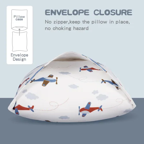 Vista 3 de Zenssia Fundas de Almohada de Algodón Orgánico para Niños Pequeños, Paquete de 2, Fundas de Almohada de Viaje de 13x18 Pulgadas con Cierre de Sobre