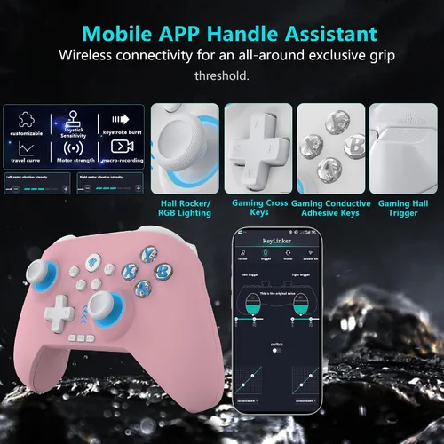 Vista 4 de 2.4G Wireless PC Controller with RGB Lighting/Programming Keys/Hall Joysticks/Hall Triggers/Vibrations,Three-Mode Switch Controller,Plug and Play