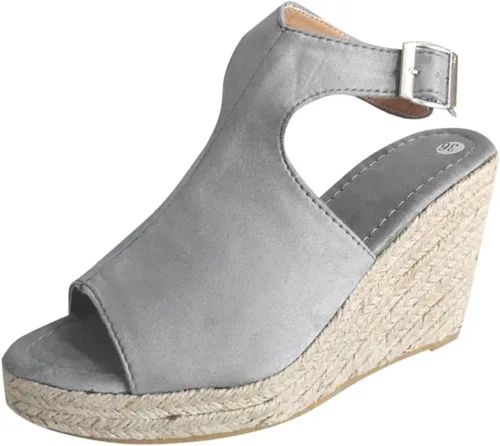 Vista 6 de NOLDARES Sandalias casuales para mujer, de moda, con plataforma, alpargata y cuñas, cómodas romanas, con correa al tobillo