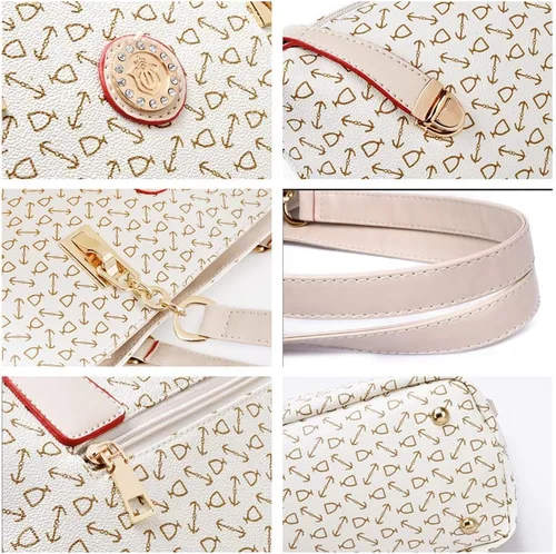 Vista 2 de Juego de 6 bolsos para mujer, de piel sintética, multiusos, clásico, bolsa de hombro