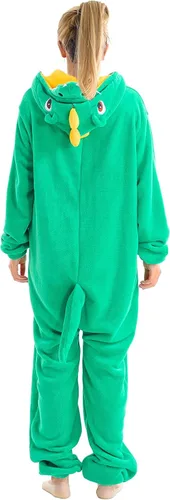 Vista 3 de Mameluco unisex de dinosaurio para adultos, disfraz de animal para Halloween, disfraz de una pieza para cosplay, fiesta de maquillaje, para mujeres