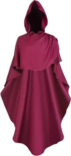 Vista 7 de Ruziyoog Bata medieval con capucha vintage para mujer, bata de longitud completa con capucha para cosplay, Halloween, capa de bruja para usar al