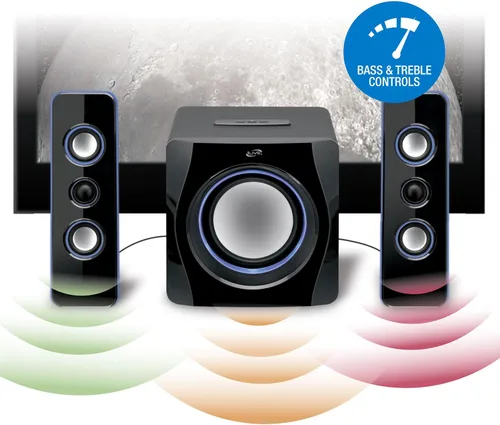 Vista 4 de iLive Electronics Sistema de altavoces Bluetooth con subwoofer integrado, 7.28 x 8.86 x 7.28 pulgadas, negro (iHB23B)