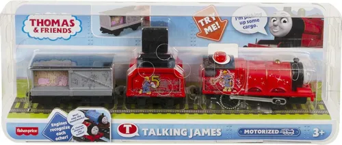 Vista 6 de Thomas & Friends Tren de Juguete Motorizado Hablante Motor James con Sonidos y Frases y Vagón de Carbón para Juego de Fantasía Preescolar Niños