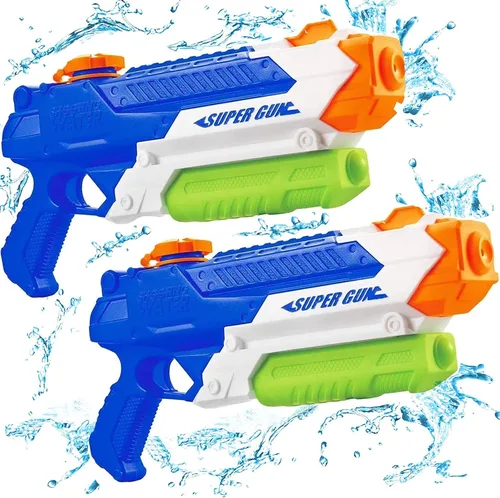 Vista 9 de Pistolas de agua para niños – Pistolas de chorro de verano de 400 CC/40 pies para niños de 3 años en adelante – Paquete de 2 juguetes al aire libre