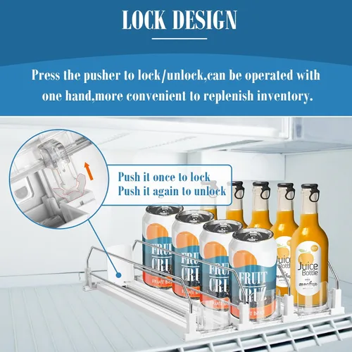 Vista 4 de hanmir Organizador de bebidas para refrigerador, dispensador de latas de soda de ancho ajustable para organizadores y almacenamiento