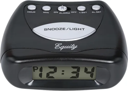 Vista 3 de Equity by La Crosse Reloj despertador LCD Snooze, negro