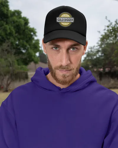 Vista 2 de Gorra de béisbol bordada para adultos con diseño de excavadora de oro genuino, ajustable, Snapback