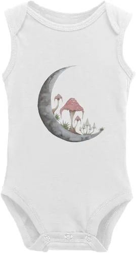 Vista 27 de Mushroom Moon - Body de manga larga para bebé recién nacido de 0 a 24 meses, color blanco Negro-1