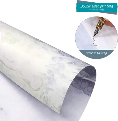 Vista 5 de 60 hojas de papel estacionario, 4 estilos de acuarela escénica, papel de escritura estacionario, papel de escritura de doble cara, 8.5 x 11 pulgadas