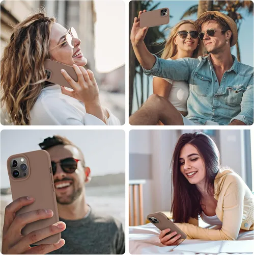 Vista 2 de OTOFLY Diseñada para iPhone 14 Pro, funda delgada de silicona a prueba de golpes para iPhone 14 Pro de 6.1 pulgadas (marrón claro)