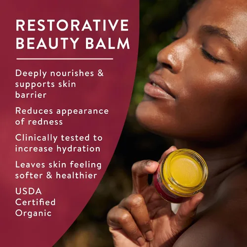 Vista 2 de Badger Rose Beauty Balm, tratamiento nutritivo 100% orgánico para cara, cuello y manos con aceite esencial de rosa puro, hidratante facial intensivo