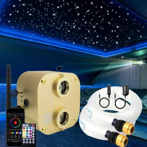 Vista 12 de Luces Azimom Bluetooth, con control, de 16 vatios, parpadean, luces de fibra óptica, iluminación de estrella para techo