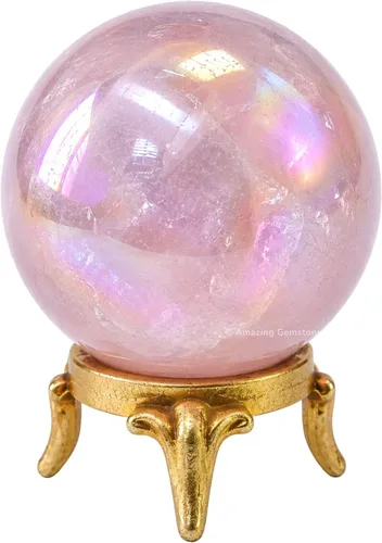 Vista 80 de Amazing Gemstone Bola de cristal de Amazonita con soporte, bolas de meditación de esfera de cristal de 2 pulgadas para brujería y bolas decorativas