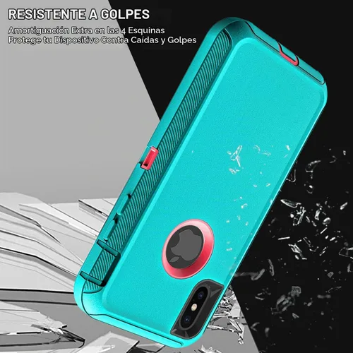 Vista 5 de YKHJKLEC Funda para iPhone Xs Max, grado militar 3 en 1, resistente a los golpes, a prueba de caídas, polvo con 2 protectores de pantalla de vidrio