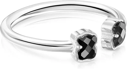 Vista 2 de Anillo abierto Mini Onix en Plata con Onyx