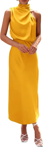 Vista 17 de PRETTYGARDEN Women's Summer Satin Maxi Cocktail Dress Verde militar