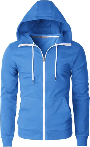 Vista 35 de H2H Sudadera con capucha y cremallera para hombre, ligera, de manga larga, básica, ajustada, de algodón, con bolsillo Cmohol048-gris