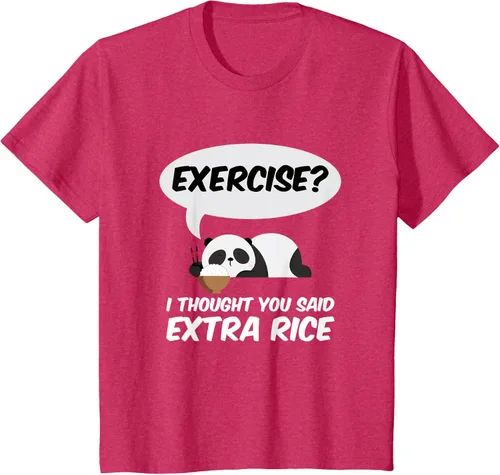 Vista 52 de ¿Ejercicio? I Thought You Said Extra Rice Panda Gift T-Shirt, Negro, S